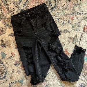 American Eagle Black Ripped Skinny Jeans